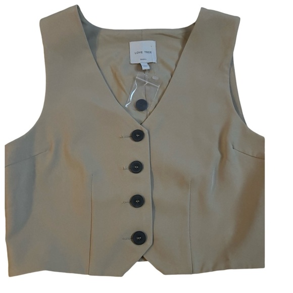 Love Tree Tan Buttoned Vest size small new with tags - Picture 1 of 12
